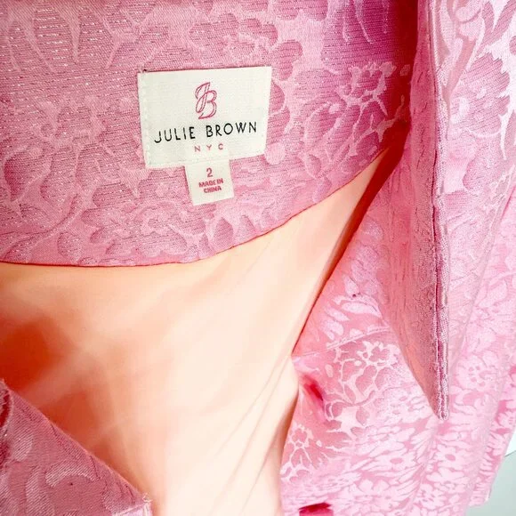Julie Brown pink Lurex floral brocade capelet